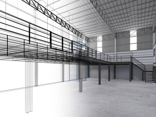 3d rendering of interior warehouse