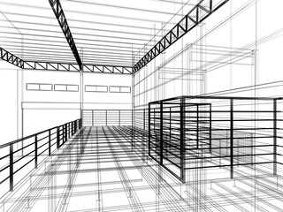 3d rendering of interior warehouse