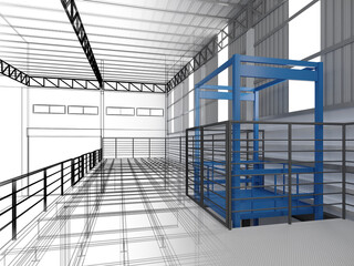 3d rendering of interior warehouse