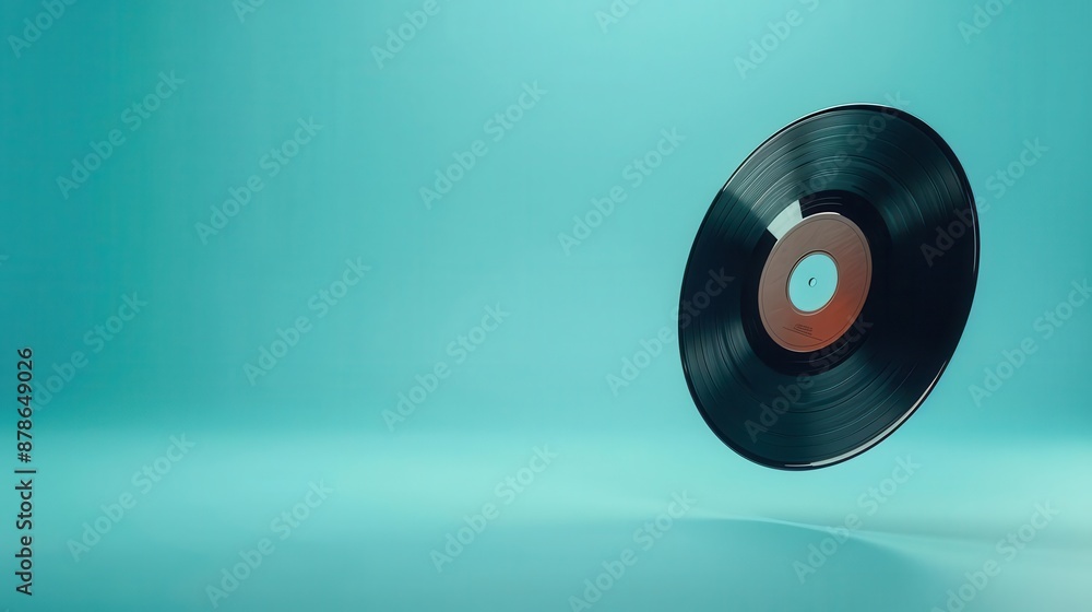 Poster ethereal vinyl record floating in a minimalist void translucent with soft light refraction delicate 