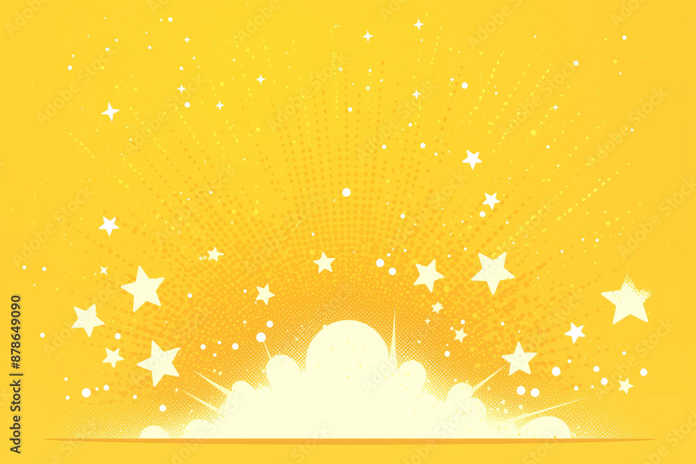 Poster sparkling yellow background with starburst pattern