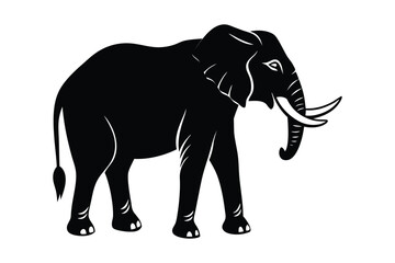 Minimalist Wildlife Elephant Silhouette Art - Vector Illustration Design.