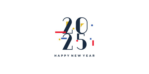 Happy new year 2025 logo design unique concept Premium Vector