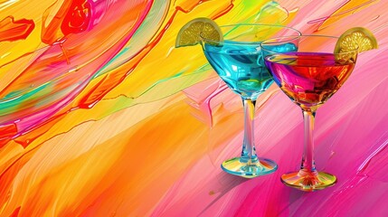 festive cocktail party or summer event invitation background with vibrant colors and copy space perfect for cards posters or flyers digital art