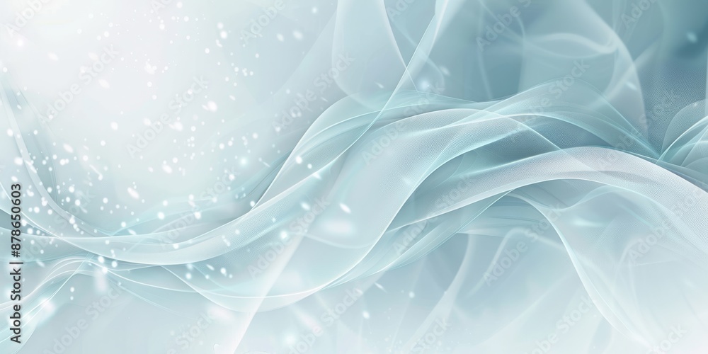 Poster a calming light blue background with flowing waves, creating a serene atmosphere, ideal for artistic