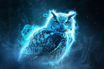 Naklejka premium A digital owl icon with a wise gaze, embodying wisdom and knowledge