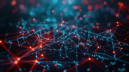 futuristic abstract tech background with glowing fiber optic connections representing quantum computing and global electronic intelligence networks