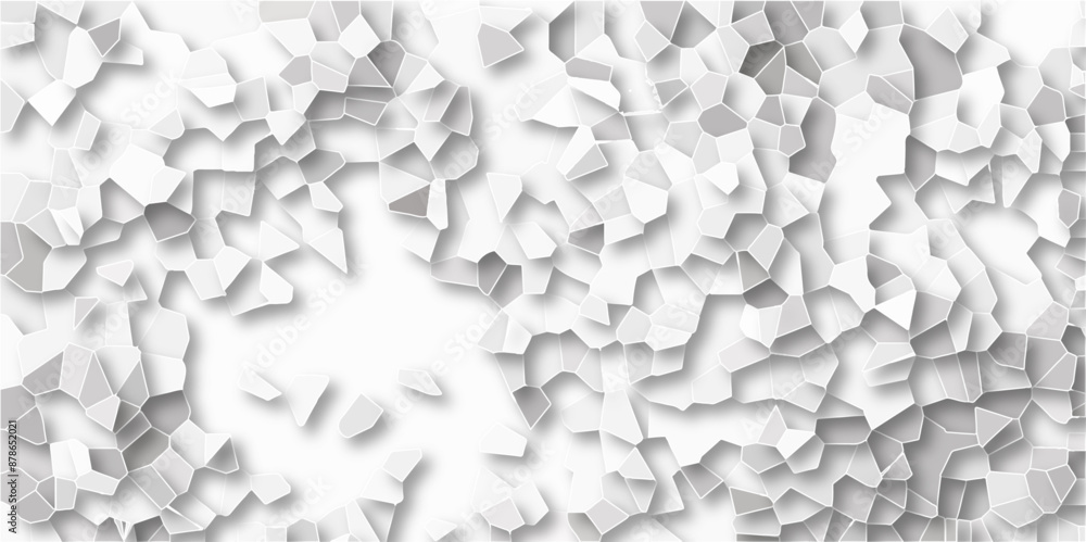 Poster light blue ash broken quartz stained glass background with white lines. voronoi diagram background. 