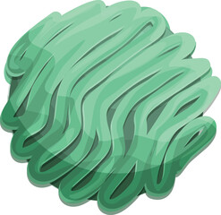 Green bacteria virus forming a sphere shape with wavy stripes on white background