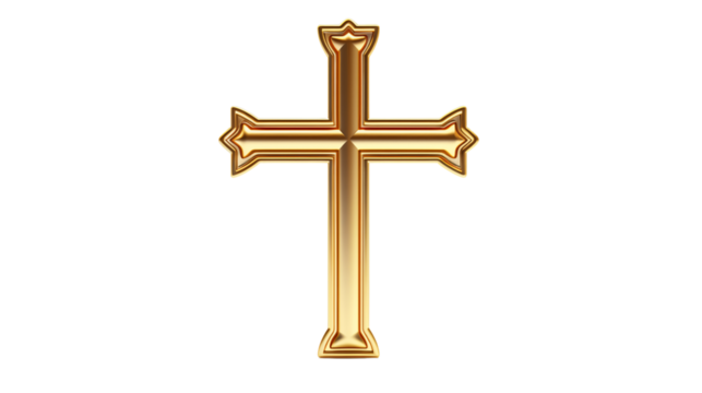 Golden cross transparent background. - Powered by Adobe