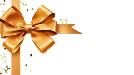 Golden ribbon and bow transparent background.