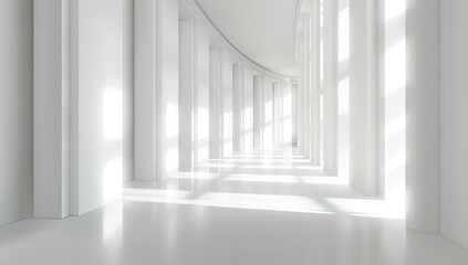 Obraz premium Bright White Modern Hallway with Light Beams
