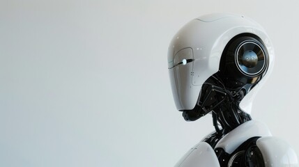 white female Excel robot on isolated white background