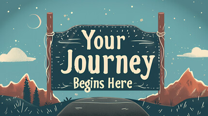 a poster for your journey begins here sign