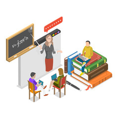 3D Isometric Flat  Illustration of Virtual Learning. Item 3