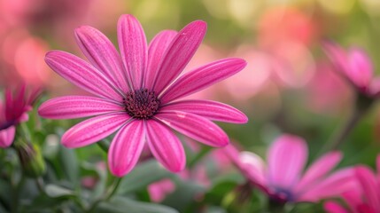 Obraz premium Pink daisy in bloom. AI.