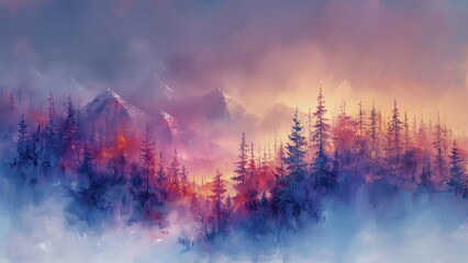 sunset in the mountains