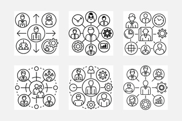 Group team network icon set