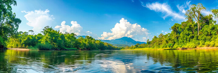 Ein Fluss in Amazonasgebiet. Wasserwege in tropischen Regenwald. 