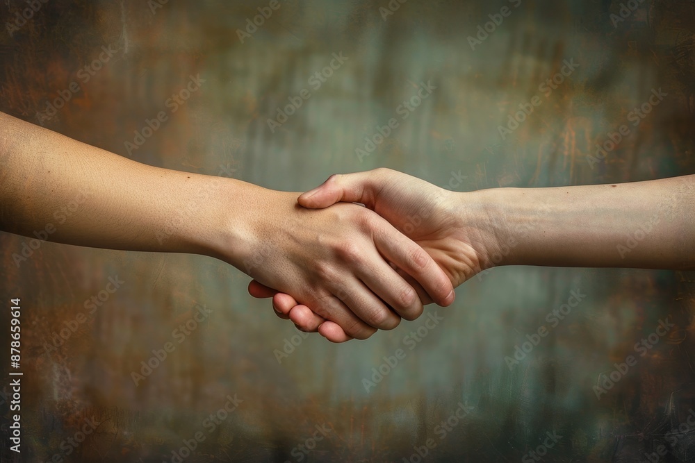 Poster a couple holding hands over each other in a show of unity and support, building relationships with c