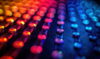 Fototapeta premium Colorful LED lights on a black background. AI.