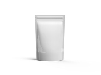 3D render of a glossy sealed doypack packaging with a zipper on a transparent background