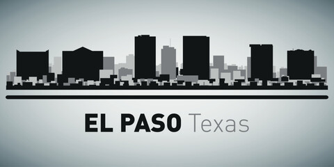 Obraz premium The city skyline. El Paso Texas. Silhouettes of buildings. Vector on a gray background