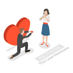 3D Isometric Flat  Illustration of Happy Hormones. Item 1