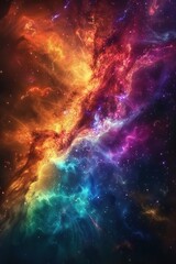 Vibrant Cosmic Nebula with Bright Colors in Outer Space