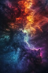 Fototapeta premium Vibrant Cosmic Nebula with Bright Colors in Outer Space