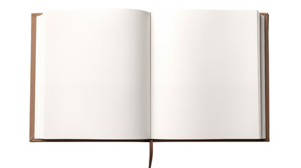 Open book with blank pages, isolated on transparent background.