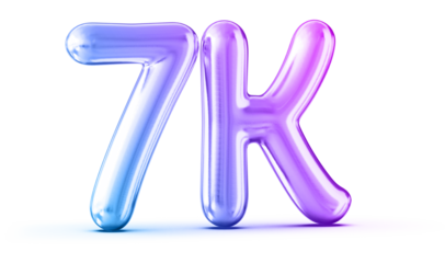 7k Followers Gradient Number 3D Render