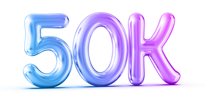50k Followers Gradient Number 3D Render