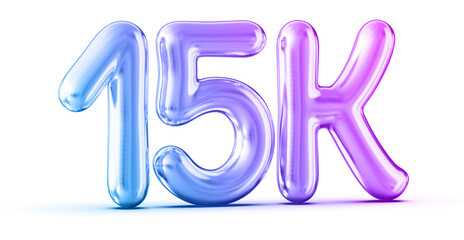 15k Followers Gradient Number 3D Render