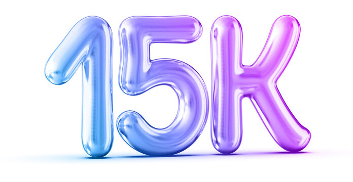 15k Followers Gradient Number 3D Render