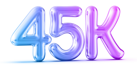 45k Followers Gradient Number 3D Render