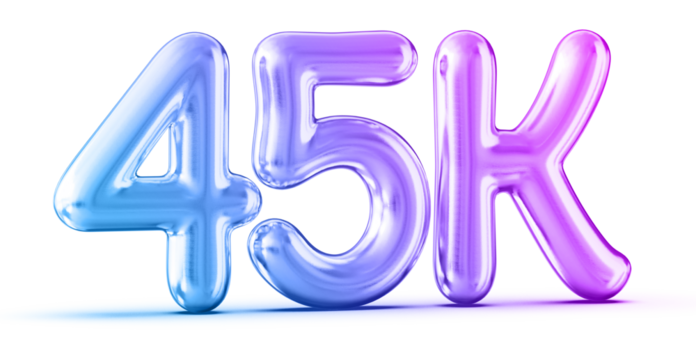 45k Followers Gradient Number 3D Render