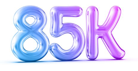 85k Followers Gradient Number 3D Render