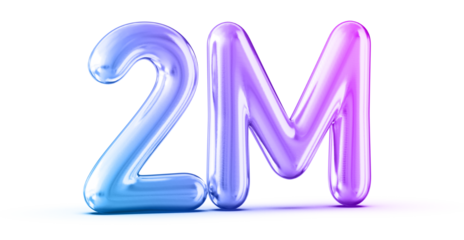 2M Followers Gradient Number 3D Render
