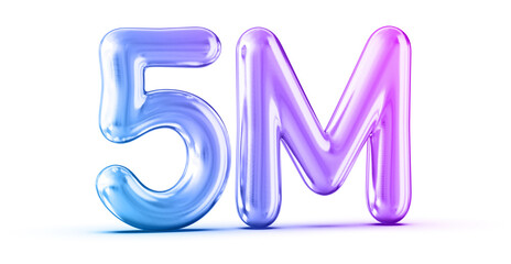 5M Followers Gradient Number 3D Render