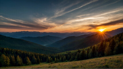 Sunset in the mountains