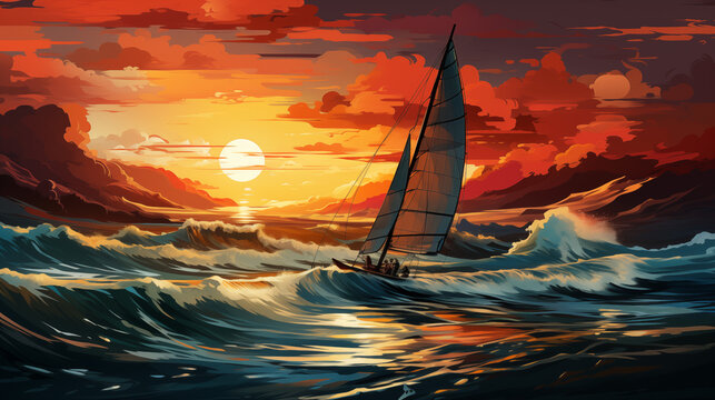 An ocean sporter on the water on a sunny day