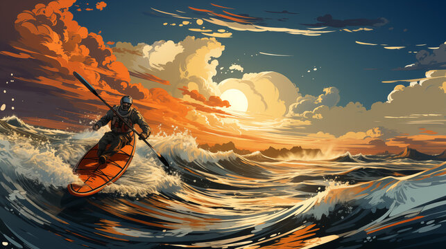 An ocean sporter on the water on a sunny day