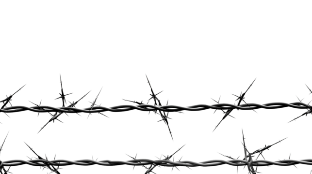 Set of barbed wires transparent background.