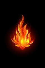 Fototapeta premium Simple logo design featuring a red flame with heat waves, black background, gray for the flame texture and orange, minimalist