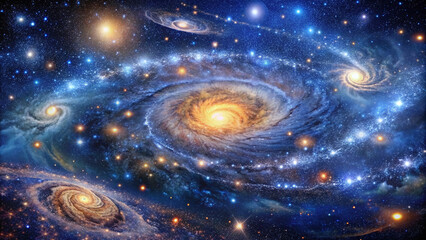 Inspiring night sky texture showcases the vastness and mystery of the universe, with its twinkling stars and swirling nebulae.