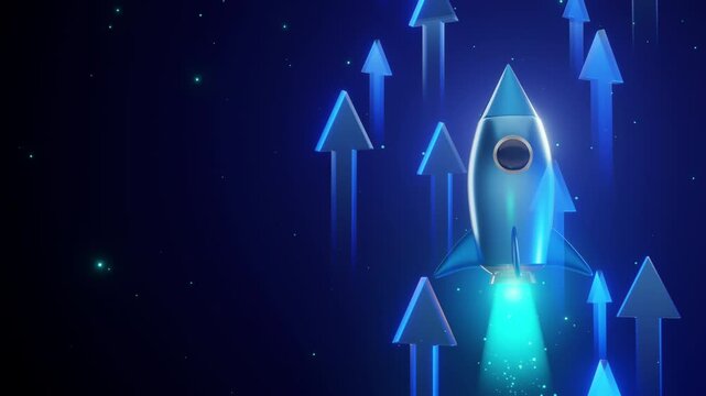 Start up concept, This image represents growth, progress, and the launch of new ventures in a modern and futuristic design.