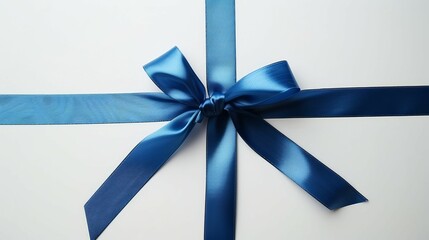 Blue ribbon bow on white background. Simple and elegant blue ribbon bow on a white background, perfect for gift wrapping, cards, and more.