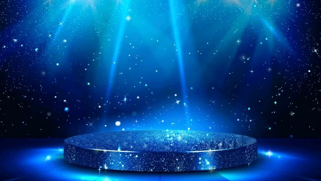 blue podium stage for display video animation background Seamless looping  4k quality
