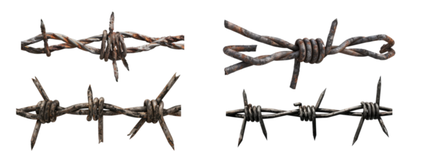 Barbed wires isolated on transparent background